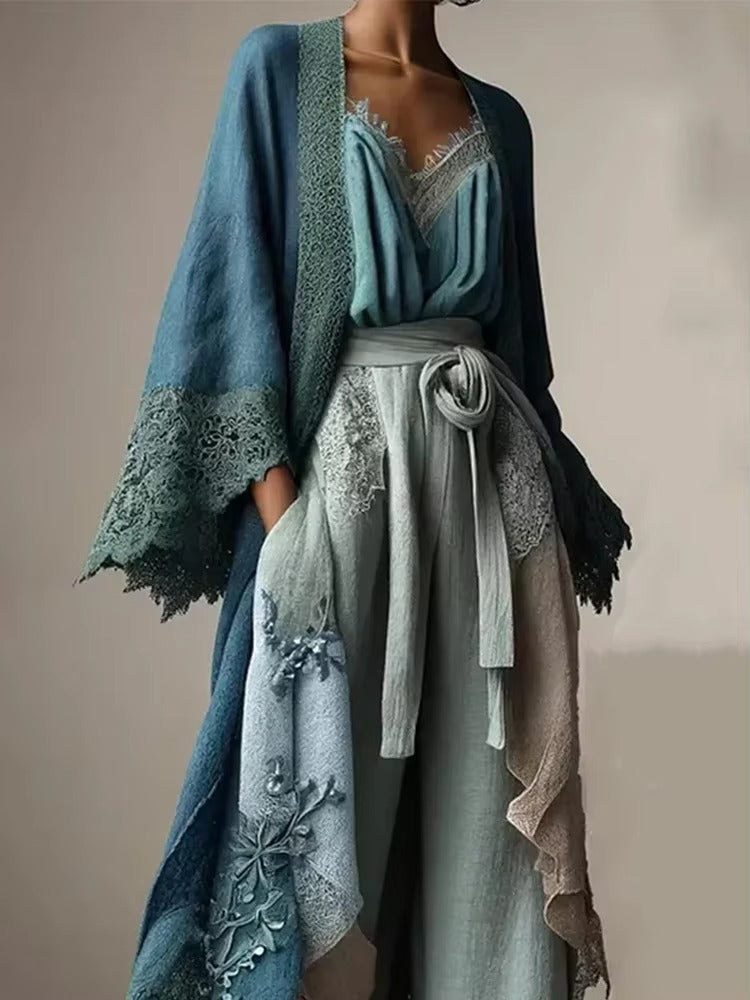 Pantaloni Verde Salvia Dettagli Pizzo - Il Tuo Look Bohémien Chic Perfetto