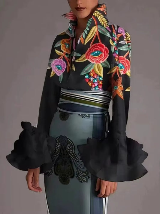 Camicia Floreale Maniche a Balze - Poesia Indossabile